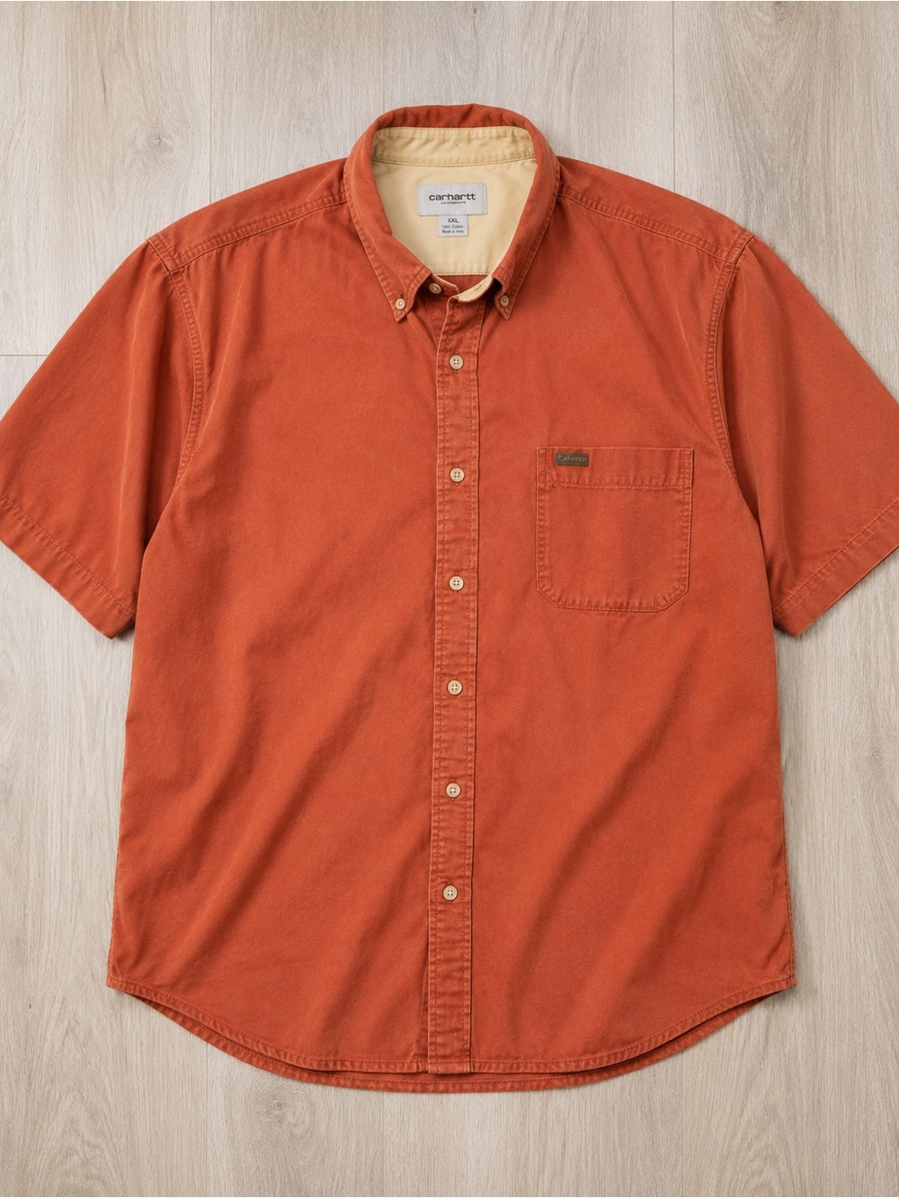 Carhartt Rust Orange Short Sleeve Button-Down Shirt XXL | Relaxed Fit